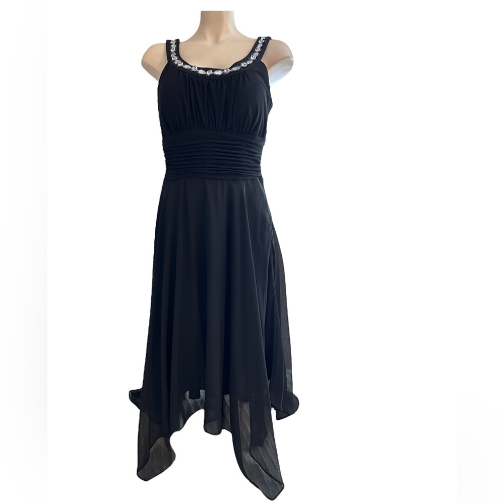 Sangria Jeweled Neckline Asymmetrical Semi-formal Dress Size 10